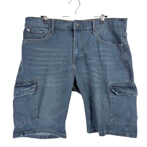 Smith & Mills Cargo Shorts Mens 34 Blue Stretch Gorpcore Utilitarian